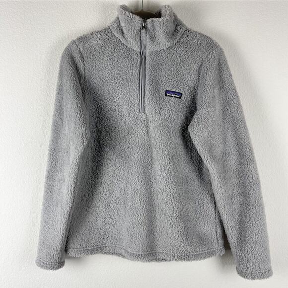 Patagonia Los Gatos Pullover Womens Medium Gray Fleece 1/4 Zip High Pile - Picture 1 of 14